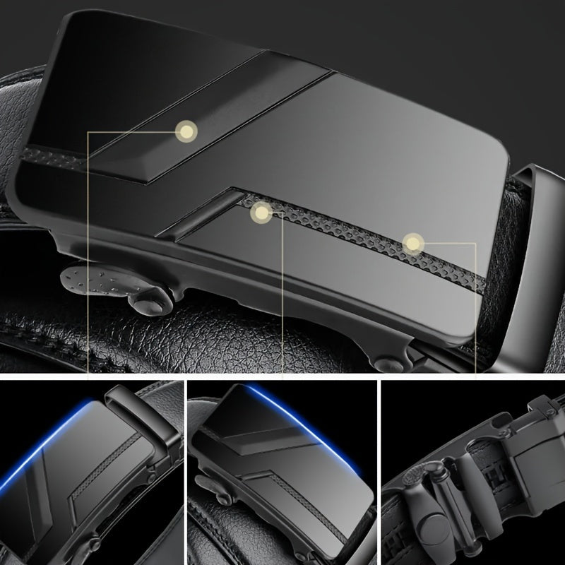 Men's fashion automatic buckle belt, business Men's PU belt, ideal choice for gifts