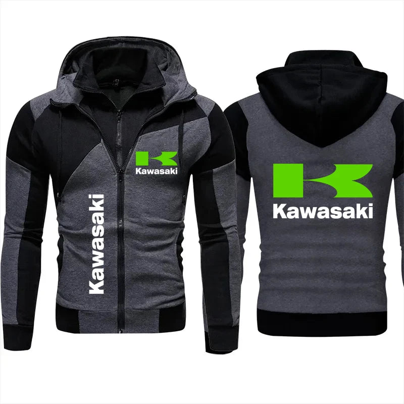 Sweat à capuche zippé pour homme, équipe de moto Kawasaki Racing, mode printemps-automne 2025, nouvelle veste de sport pour femme