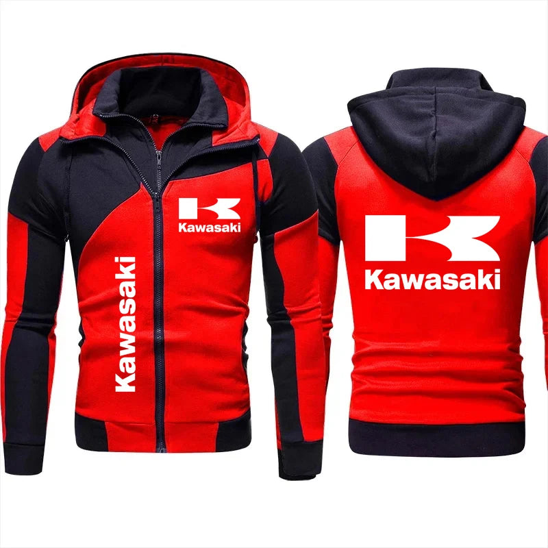 Sweat à capuche zippé pour homme, équipe de moto Kawasaki Racing, mode printemps-automne 2025, nouvelle veste de sport pour femme