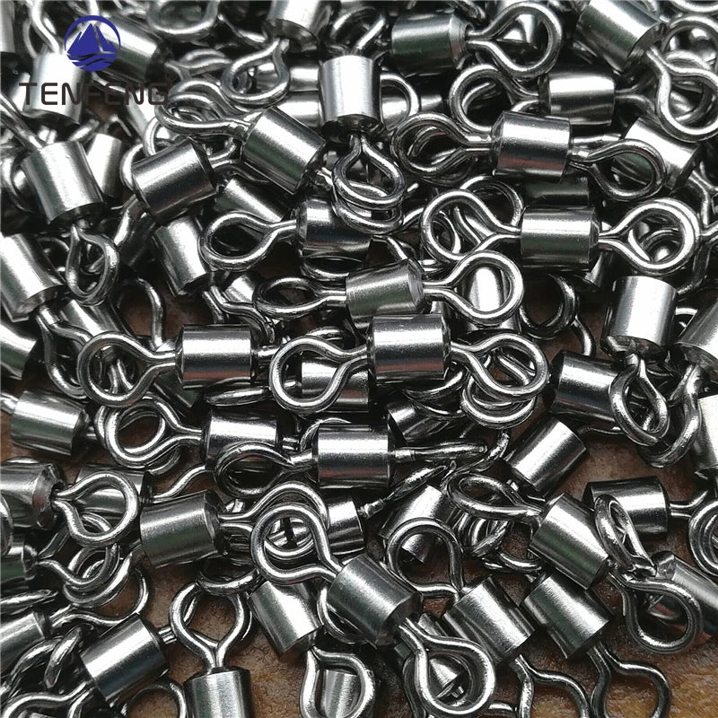 New Hot 50PCS Fishing Barrel Bearing Rolling Swivel Solid Ring Fishing Tackle Accessories Fish Tool Pesca Snap Link Peche