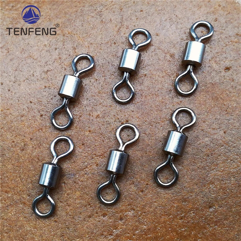 New Hot 50PCS Fishing Barrel Bearing Rolling Swivel Solid Ring Fishing Tackle Accessories Fish Tool Pesca Snap Link Peche