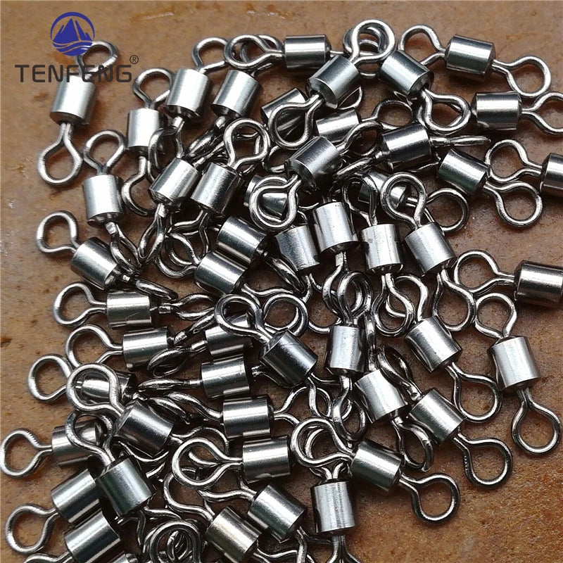 New Hot 50PCS Fishing Barrel Bearing Rolling Swivel Solid Ring Fishing Tackle Accessories Fish Tool Pesca Snap Link Peche