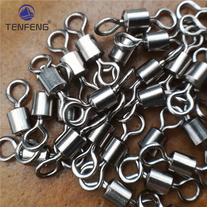 New Hot 50PCS Fishing Barrel Bearing Rolling Swivel Solid Ring Fishing Tackle Accessories Fish Tool Pesca Snap Link Peche