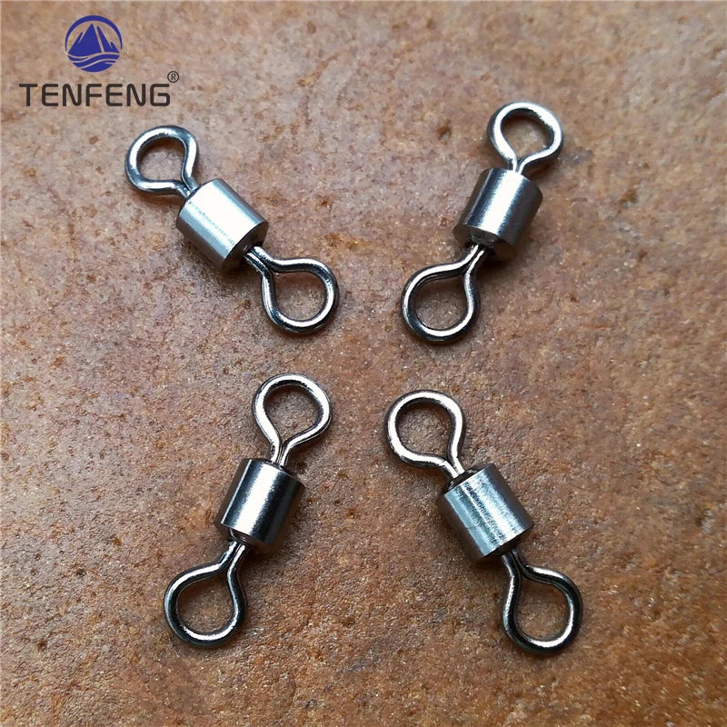 New Hot 50PCS Fishing Barrel Bearing Rolling Swivel Solid Ring Fishing Tackle Accessories Fish Tool Pesca Snap Link Peche
