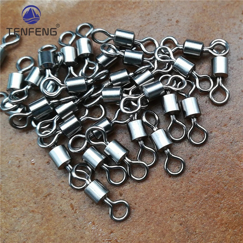 New Hot 50PCS Fishing Barrel Bearing Rolling Swivel Solid Ring Fishing Tackle Accessories Fish Tool Pesca Snap Link Peche